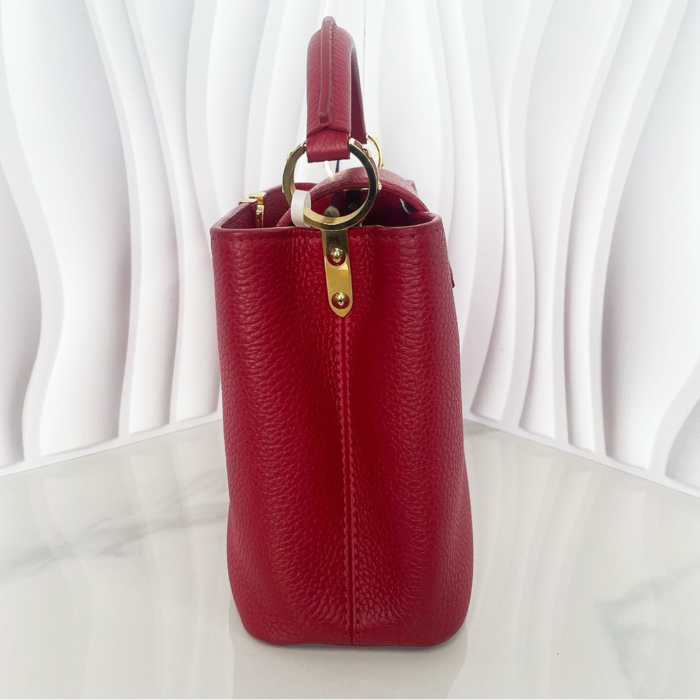 Louis Vuitton Red Grained Leather Capucines BB Bag - Picture 4 of 14
